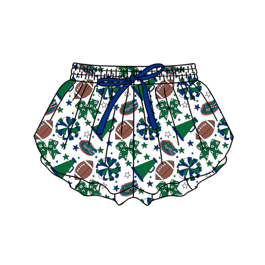 ( Moq 5 ) Baby Girls Kids Green Bows Cheer Football Shorts Bottoms Team Clothes