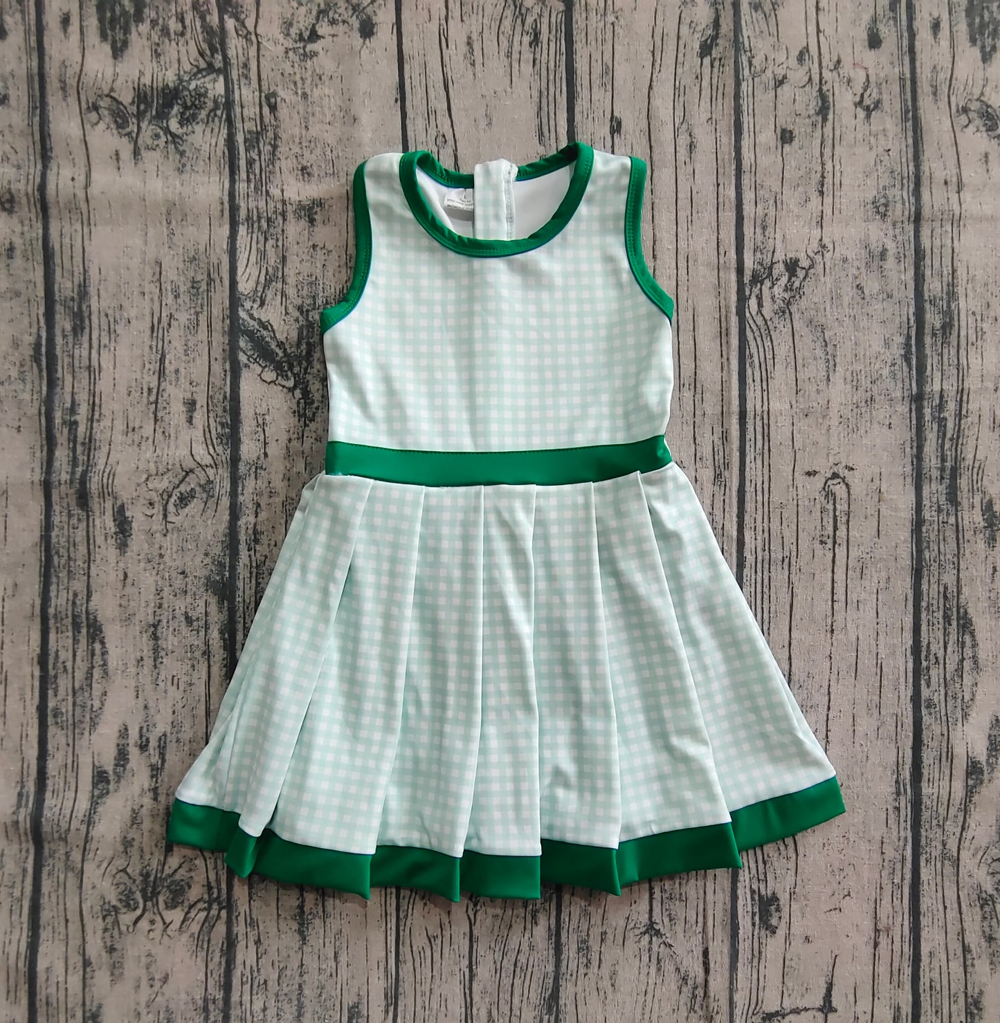 Baby Girl Sleeveless Green Plaid Ruffle Shorts Yoga Active Dress RTS