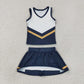 Baby Girls Kids Sleeveless Tops Skirt Shorts Set Yoga Team Navy Clothes RTS