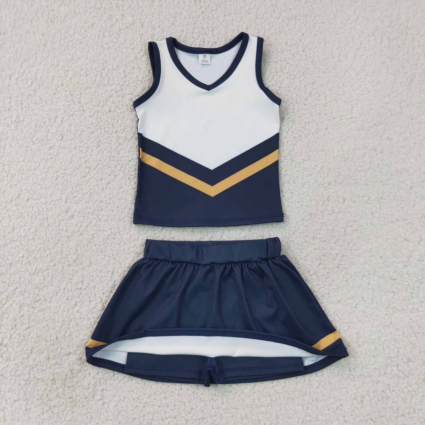 Baby Girls Kids Sleeveless Tops Skirt Shorts Set Yoga Team Navy Clothes RTS