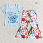 Promotion Baby Girl Short Sleeves Shirt Dogs Bell Pants Outfit RTS