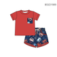 ( Moq 5 ) Preorder Baby Boys Kids Short Sleeves Shirt Crabs Pockets Shorts 4th of July Set