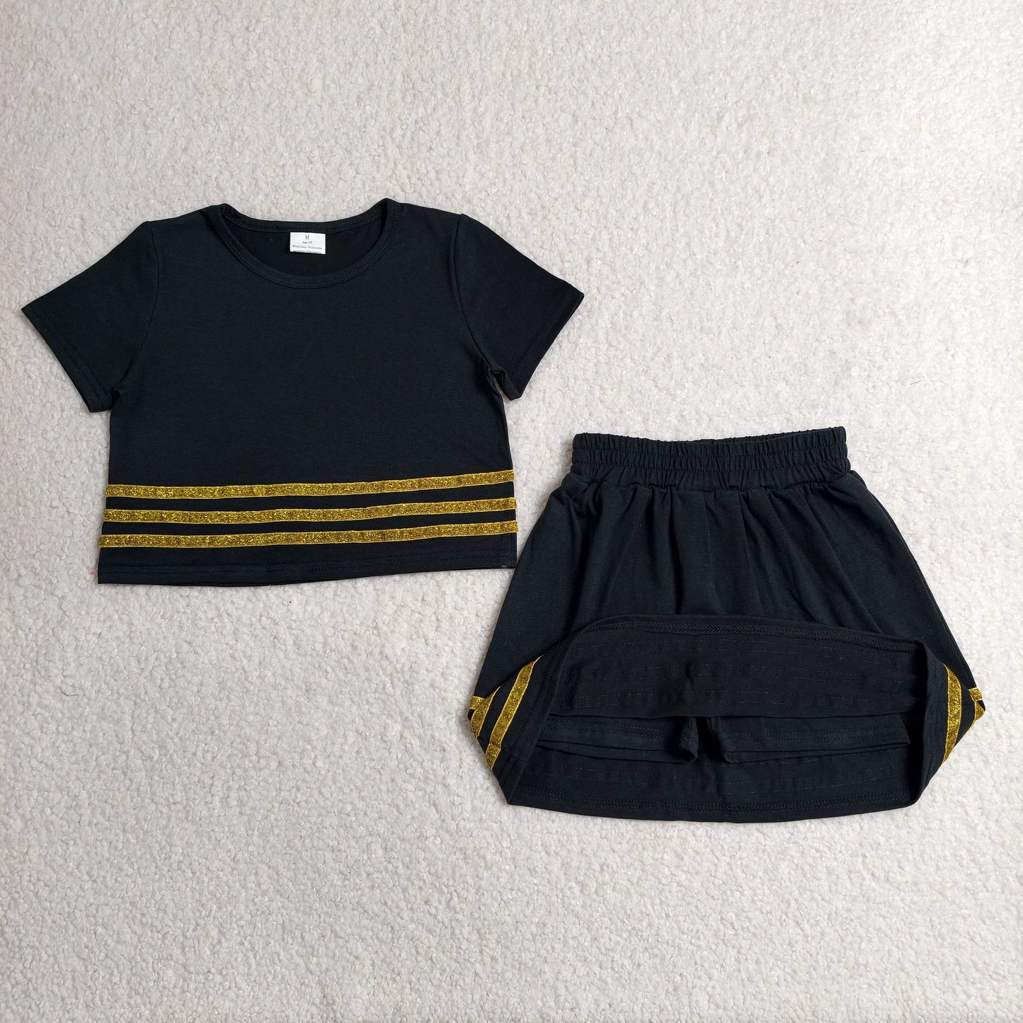 Sibling Baby Girls Kids Short Sleeves Stripes Shirts Skirts Shorts Summer Sets Clothes RTS