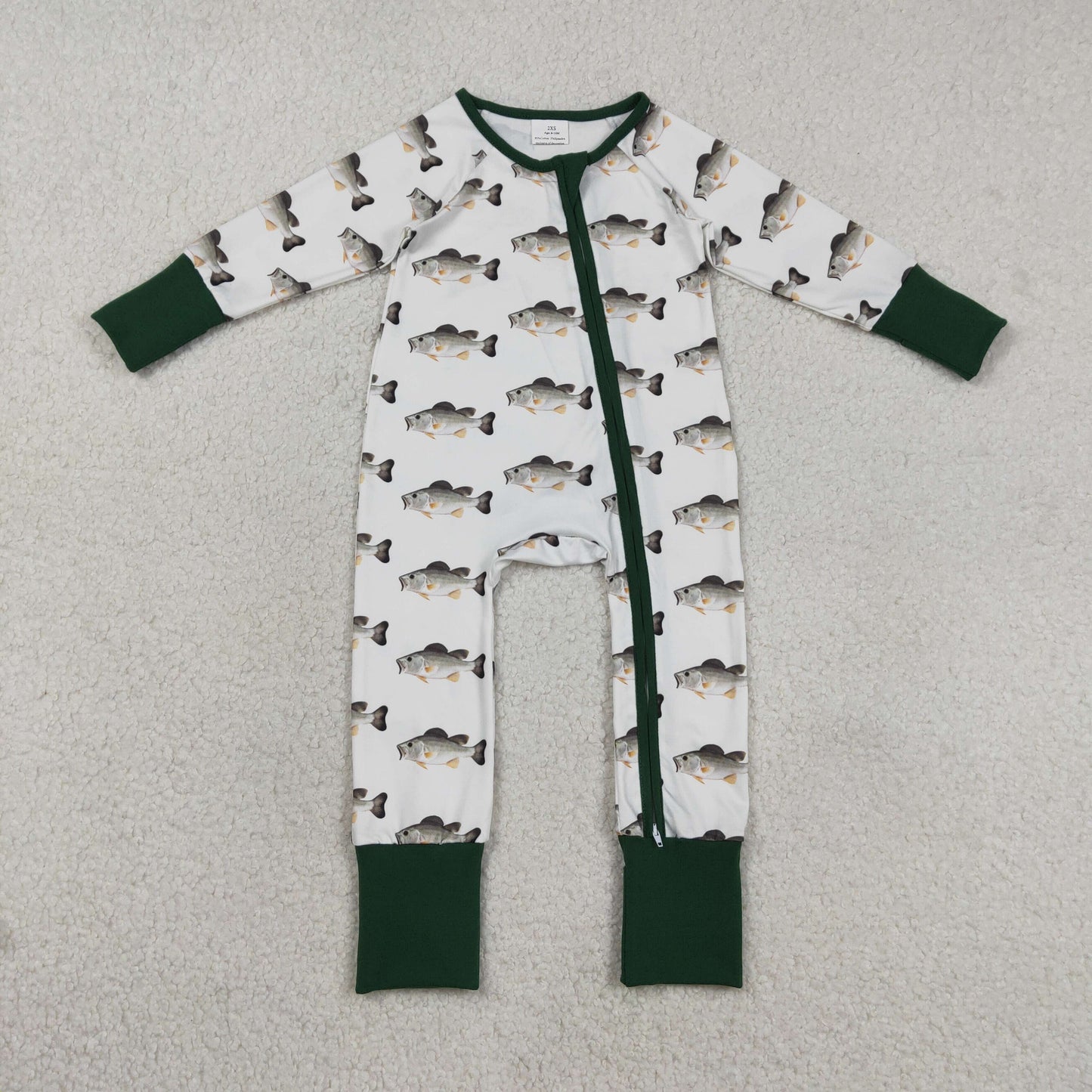 Baby Boys Kids Long Sleeves Fish Zipper Pajamas Romper RTS