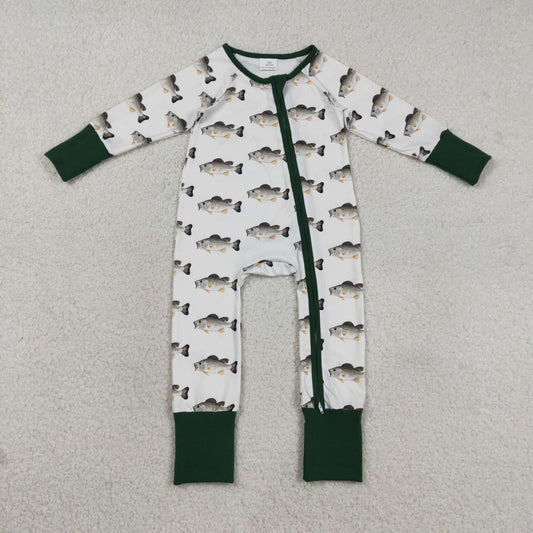 Baby Boys Kids Long Sleeves Fish Zipper Pajamas Romper RTS
