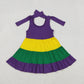 Girls Kids Bow Sleeveless Mardi Gras Knee Length Dress RTS