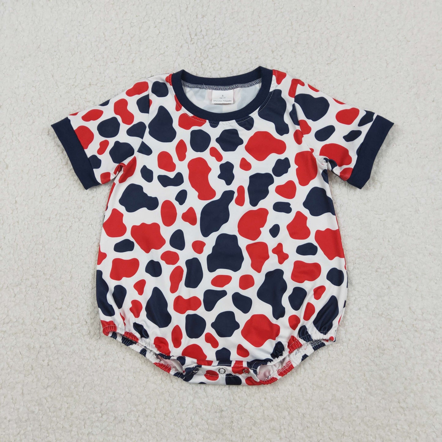 Baby Boys Short Sleeves Red Blue Camo 4th of July Bubble Romper RTS