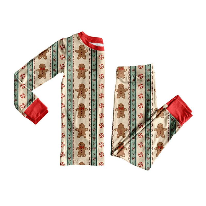 ( Moq 5 ) Preorder Baby Kids Christmas Gingerbread Candy Shirt Pants Set Pajamas Clothes
