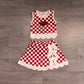 ( No moq ) Preorder Baby Girls Kids Pig Checked Shirt Scallop Bows Skirt Shorts Team Set Yoga Active Clothes