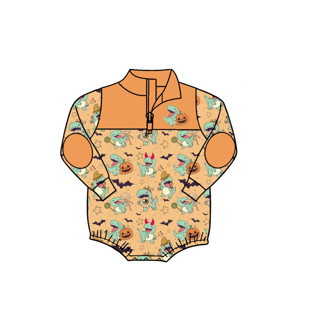 ( Moq 5 ) Preorder Baby Boys Kids Dinosaurs Pumpkins Halloween Zipper Bubble Romper Clothes