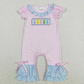 Baby Boy Girl Infant Short Sleeves Embroidery Easter Rabbits Sibling Romper