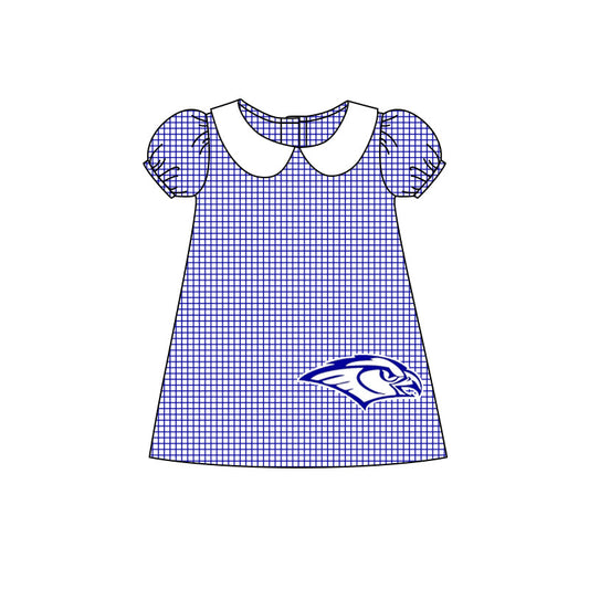 Baby Girl Short Sleeves Plaid Dress Football Team Clothes