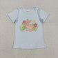 Baby Girls Short Sleeves Flower Rabbit Easter Blue Shirt Tops RTS