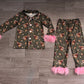Baby Girls Kids Ducks Bows Flower Buttons Shirt Pink Fur Pants Pajamas Set Clothes RTS