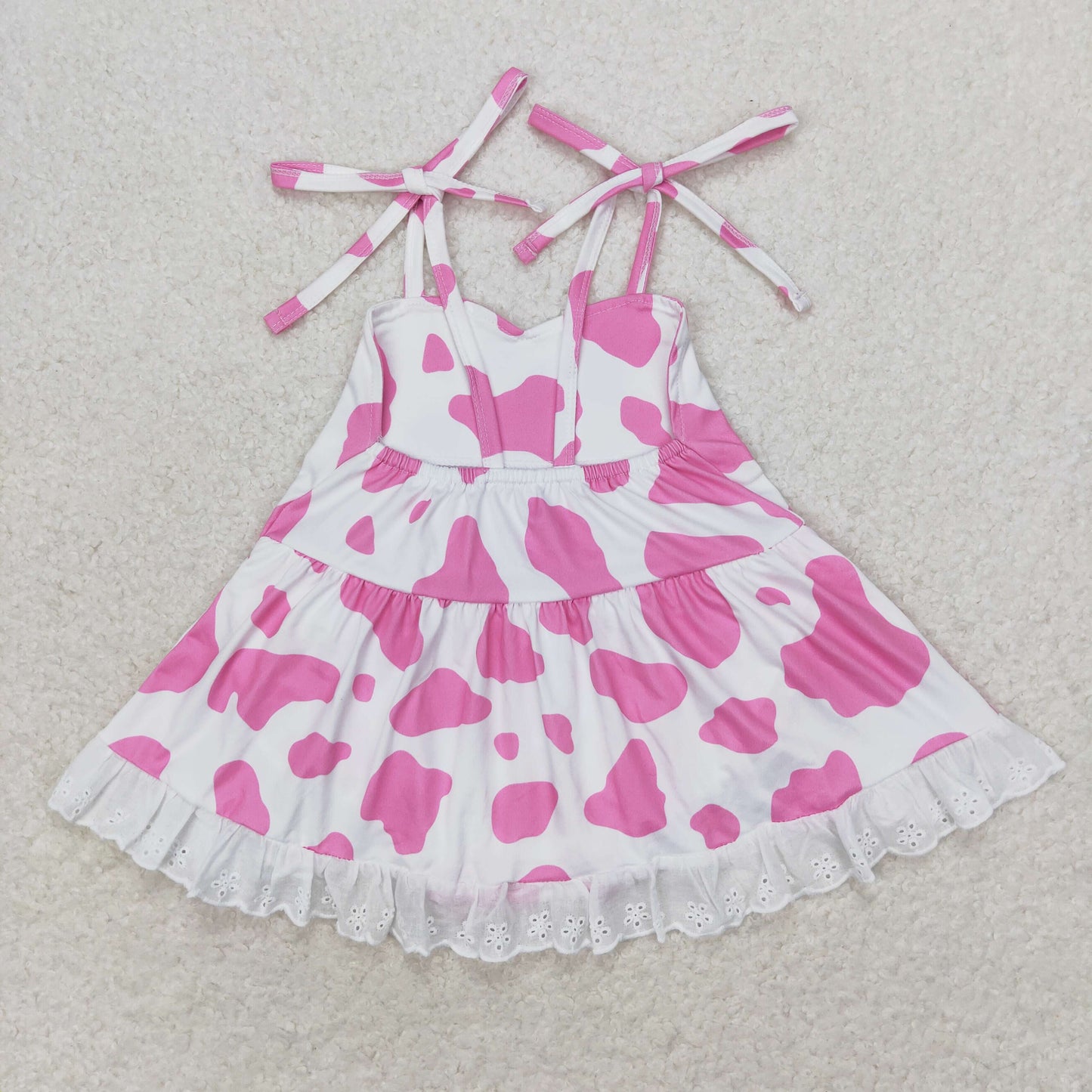 Baby Girl Sleeveless Pink Cow Print Skirt Romper