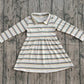 Girls Kids Long Sleeves Stripes Mardi Gras Knee Length Dress RTS