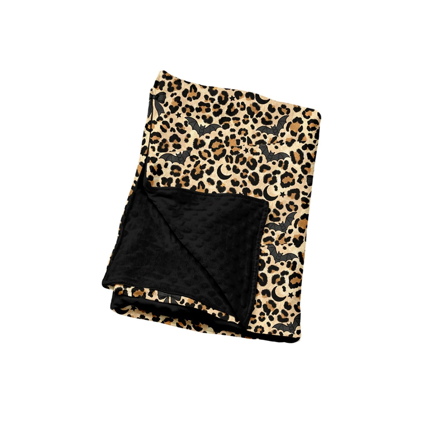 ( Moq 5 ) Preorder Baby Girls Toddler Bats Leopard Halloween Black Blanket