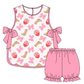 Baby Girl Strawberry Bows Boots Sibling Matching Dress Romper Pink Clothes Set ( Moq 5 Each style )