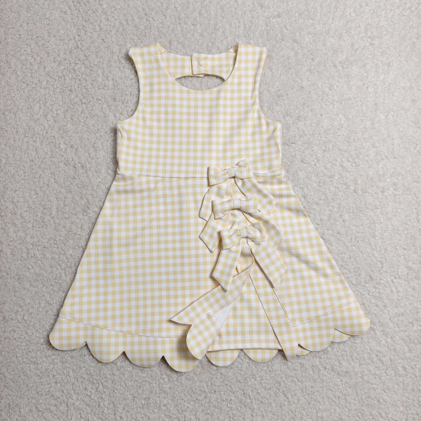 Baby Girls Sleeveless Yellow Plaid Bows with Shorts Yoga Dress RTS