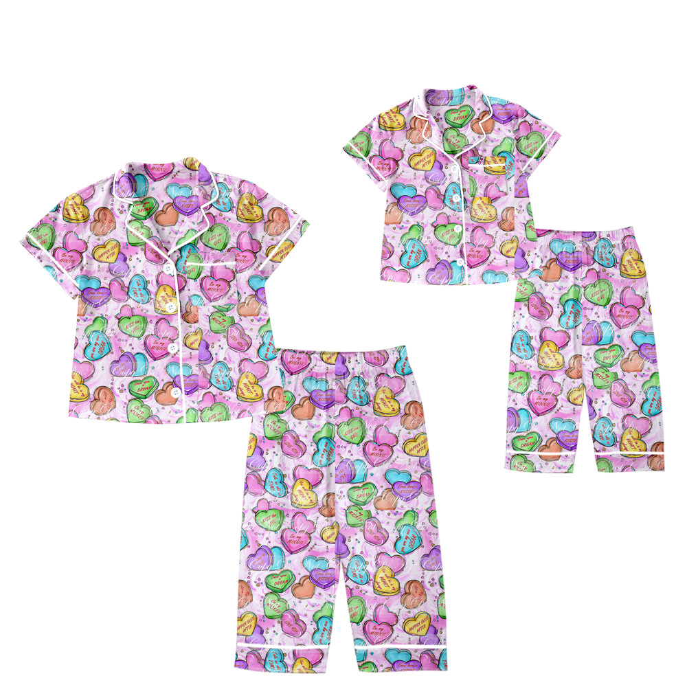 Mommy and Me Baby Girl Adult Valentine Hearts Sibling Pajamas Set