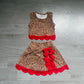 ( No moq ) Preorder Baby Girls Kids Sleeveless Leopard Shirt Scallop Bows Skirt Shorts Yoga Active Set Clothes