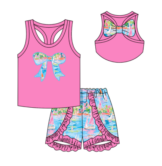 Baby Girl Toddler Bows Sibling Matching Clothes Set ( Moq 5 Each Design )