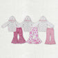 Sibling Baby Girls Kids Long Sleeves Bows Zipper Hoodie Jackets Pants Sets Clothes RTS
