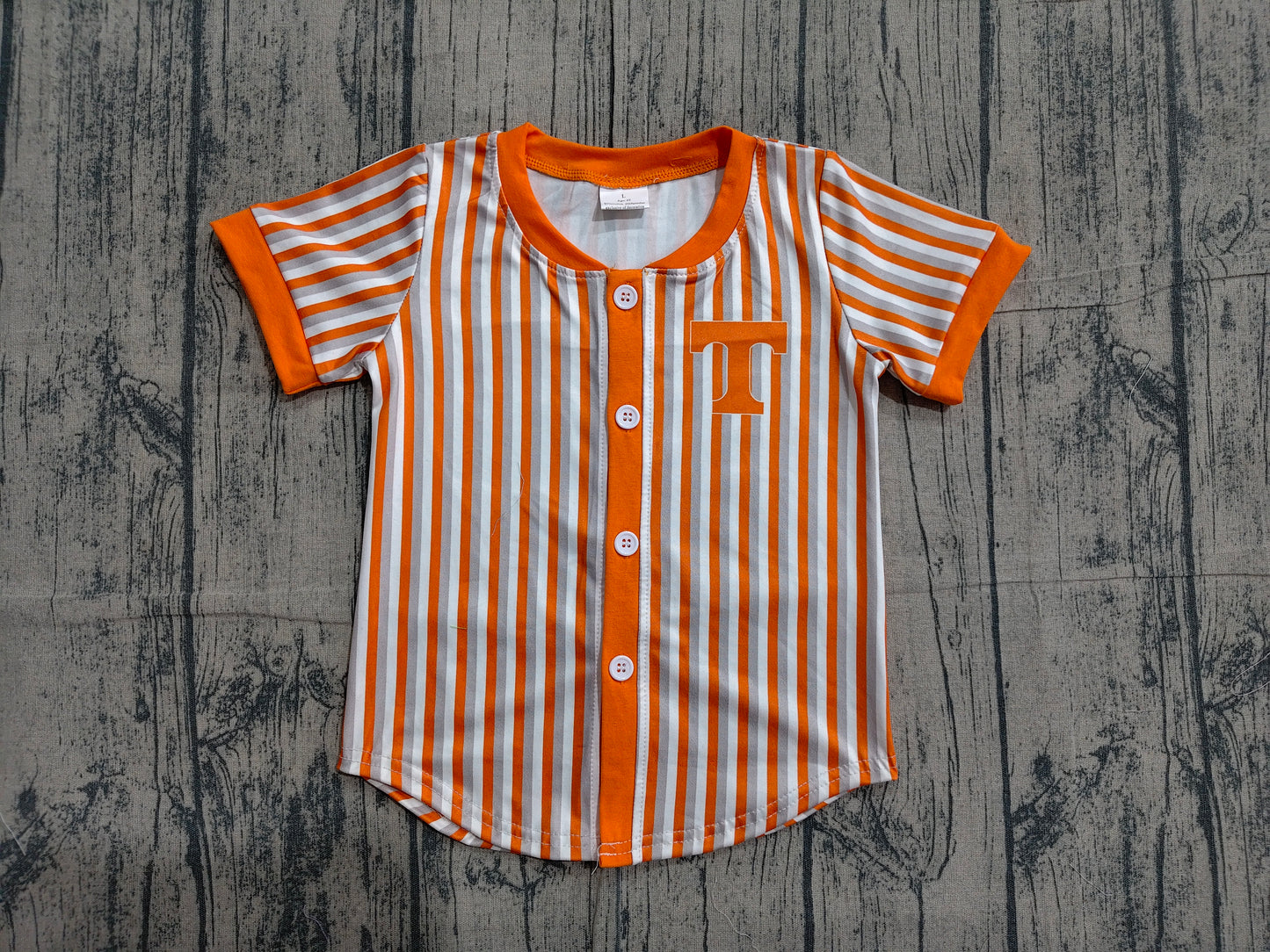 Baby Boy Kids Short Sleeves Orange Grey Stripes Shirt Team Tops RTS