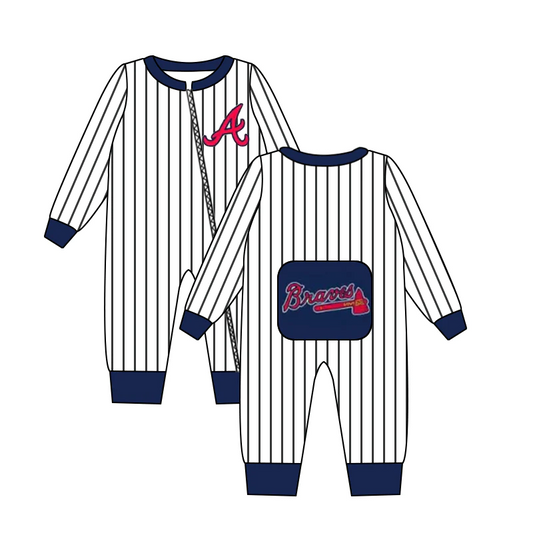 Baby Boy Team Striped Long Sleeves Zipper Romper