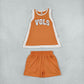 Baby Girls Kids Sleeveless Orange Tops Shorts Team Set Yoga Active Clothes RTS