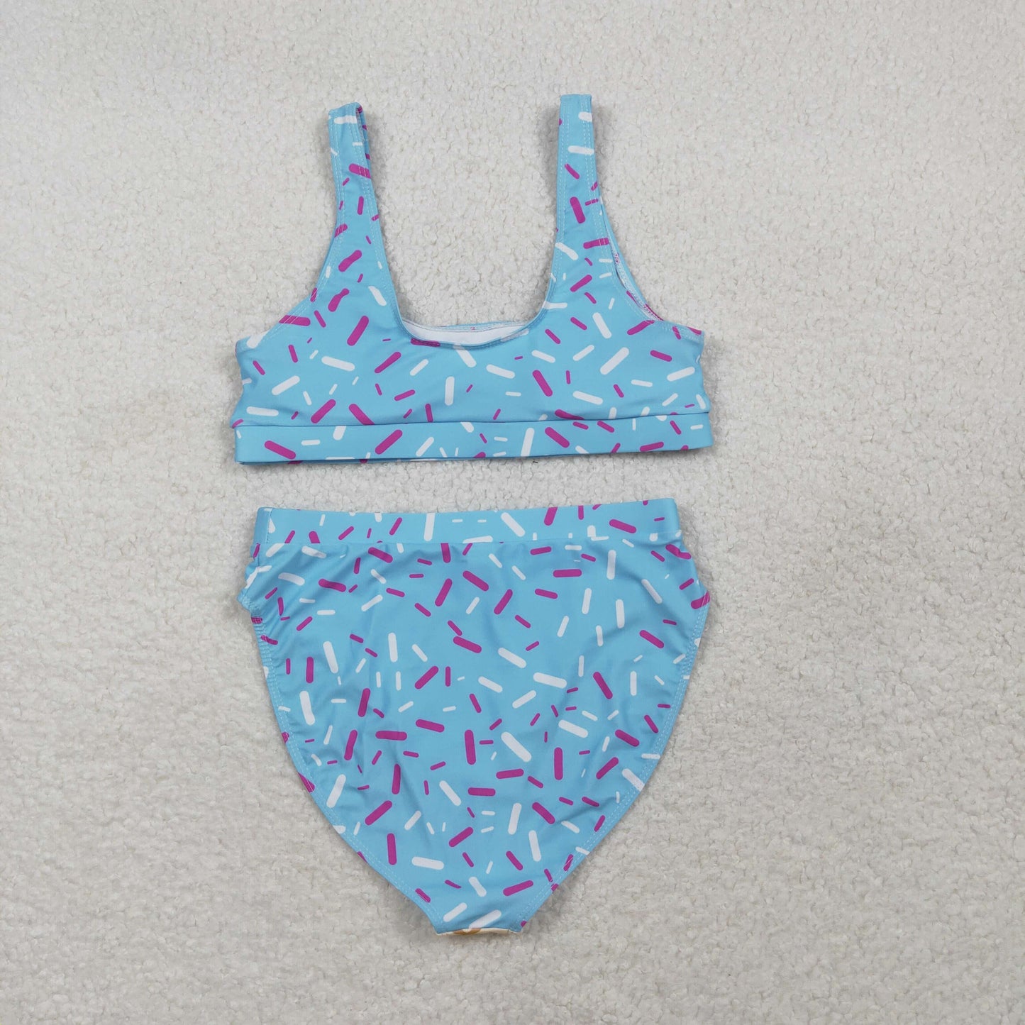 Adult Women Sleeveless Blue Tops Drip Shorts Summer Swimsuit Set RTS