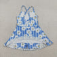Baby Girls Kids Sleeveless Flower Blue Stripes Yoga Knee Length Yoga Dress RTS