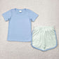 Baby Boy Short Sleeves Blue Cotton Shirt Shorts Set RTS