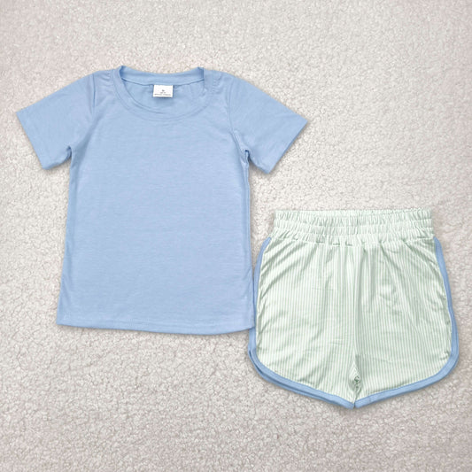 Baby Boy Short Sleeves Blue Cotton Shirt Shorts Set RTS