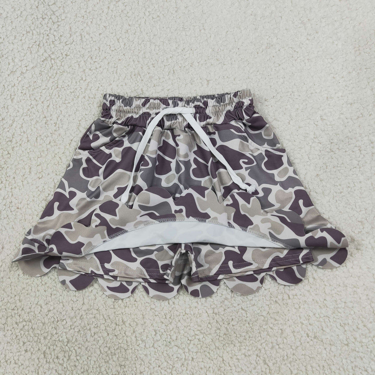 Baby Girls Kids Camo Shorts Pockets Scallop Skirt Clothes RTS
