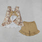 Baby Girls Kids Sleeveless Leaves Back Bow Tops Shorts Set Camo Clothes RTS