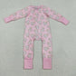 Sibling Baby Girls Kids Long Sleeves Donuts Hearts Valentines Pink Zipper Romper Pajamas Set RTS
