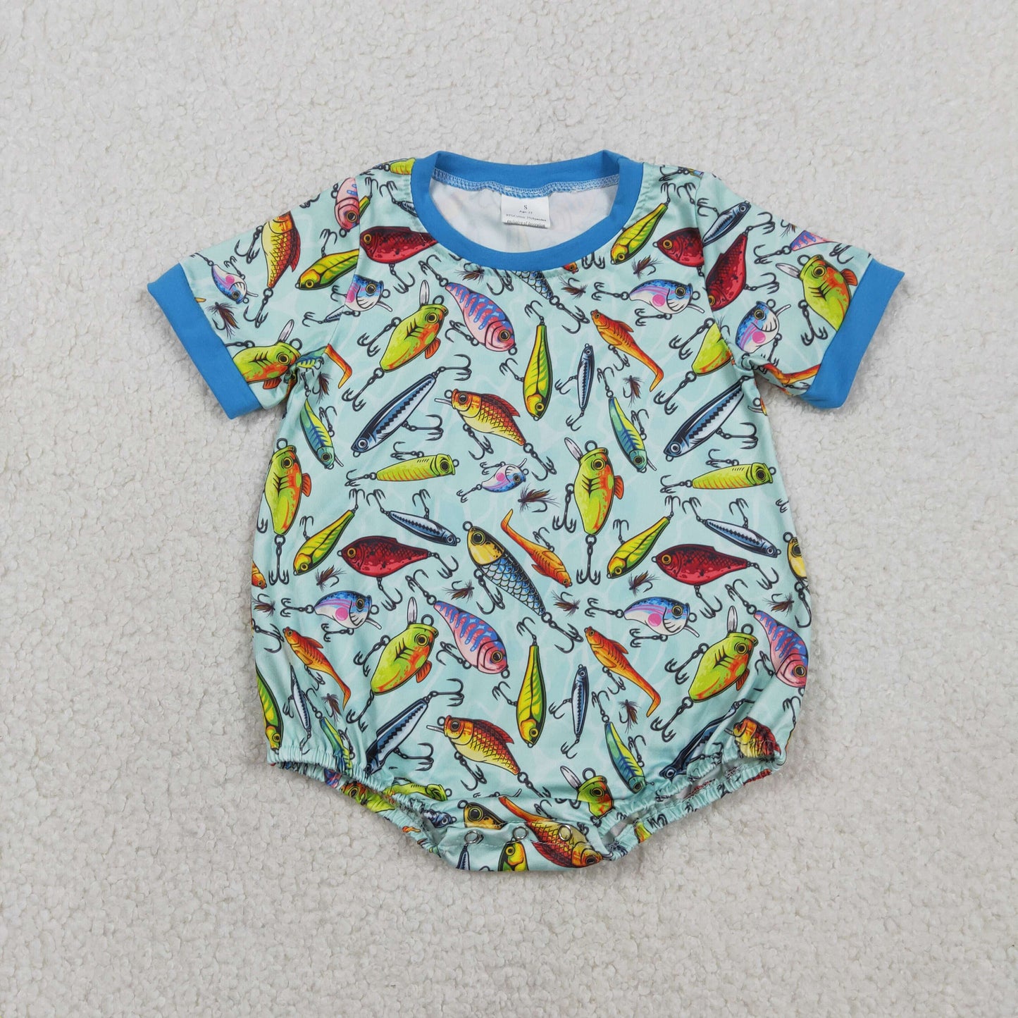 Sibling Baby Boys Kids Short Sleeves Fishing Shirt Romper Summer Clothes RTS
