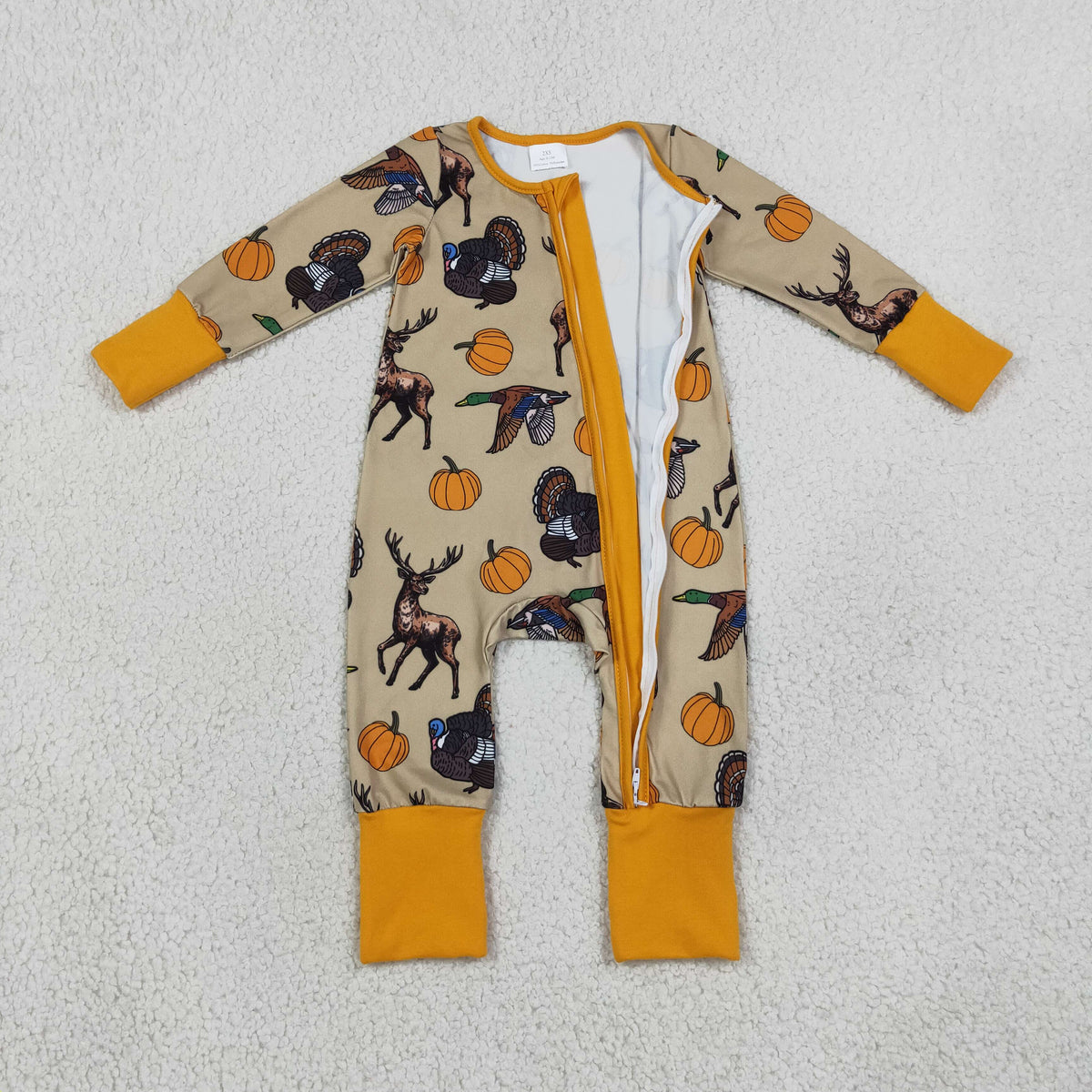 Sibling Baby Boys Girls Kids Pumpkins Deer Ducks Zipper Romper Sets Pajamas Blankets Fall Clothes RTS