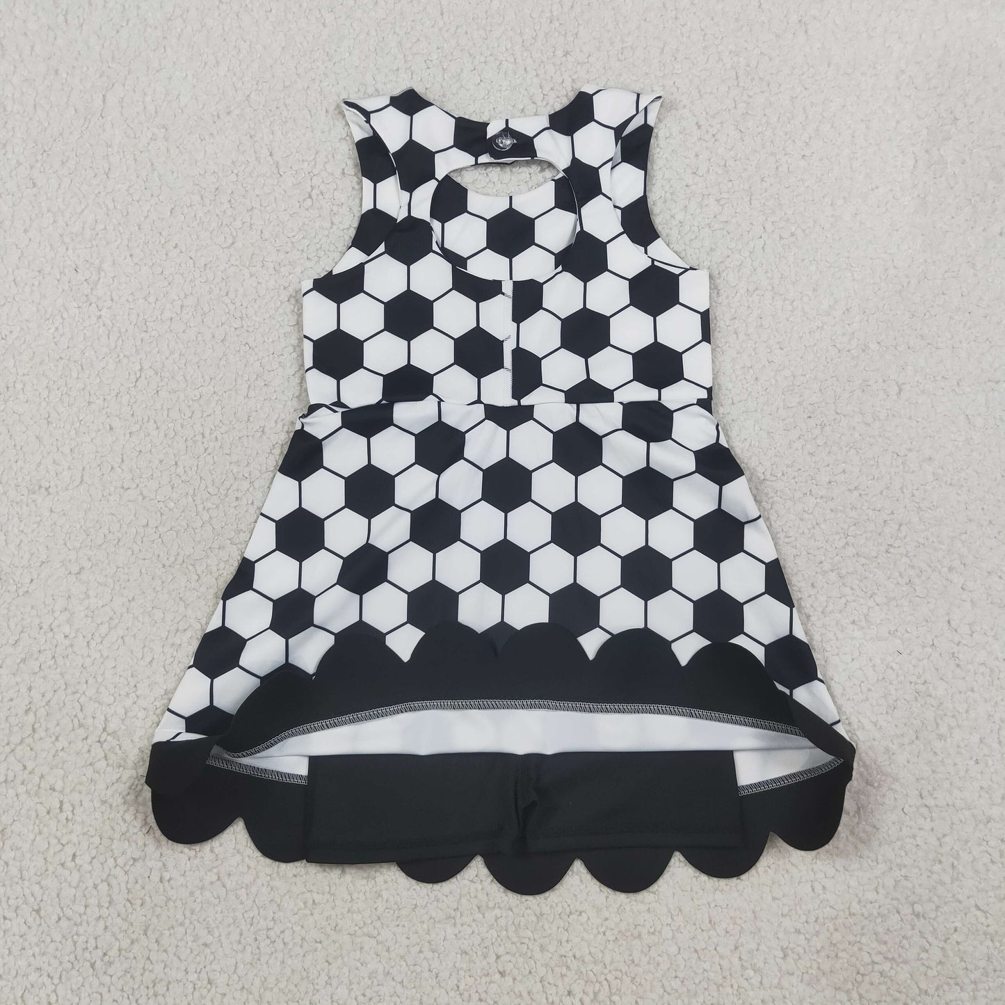 Baby Girls Kids Soccer Bows Scallop Yoga Active Black Dress RTS