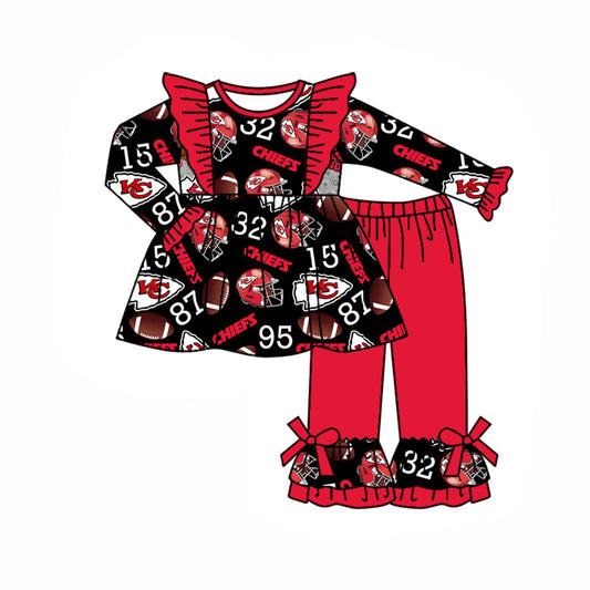 Baby Girl Toddler KC Tunic Red Ruffle Pants Team Clothes Set