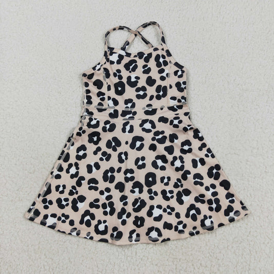 Baby Girl Sleeveless Leopard Knee Length Yoga Active Dress RTS