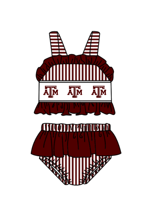 ( Moq 5 Each Style ) Baby Boys Girls Football Stripes Sibling Team Sets Swimsuits Clothes