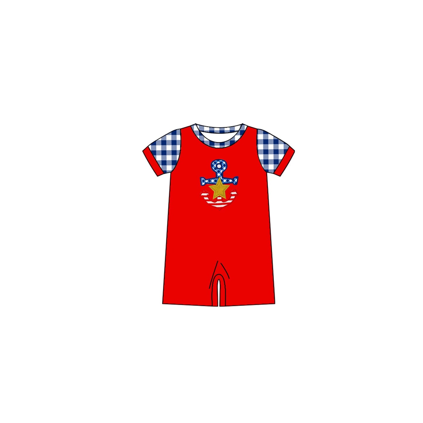 Moq 3 Pre-order SR0774 Baby Boy July 4th Short Sleeves Red One Piece Romper