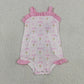 Baby Girls Kids Sleeveless Pink Bows Flower Summer Romper RTS