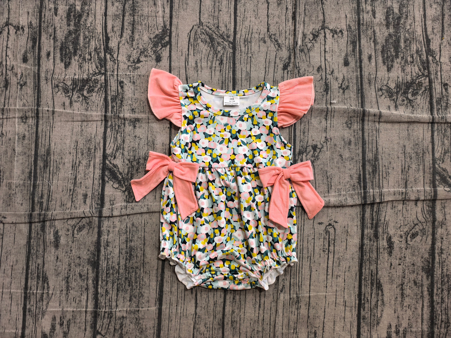 ( No moq )  Preorder Baby Girls Infant Short Sleeves Flower Bows Summer Bubble Romper