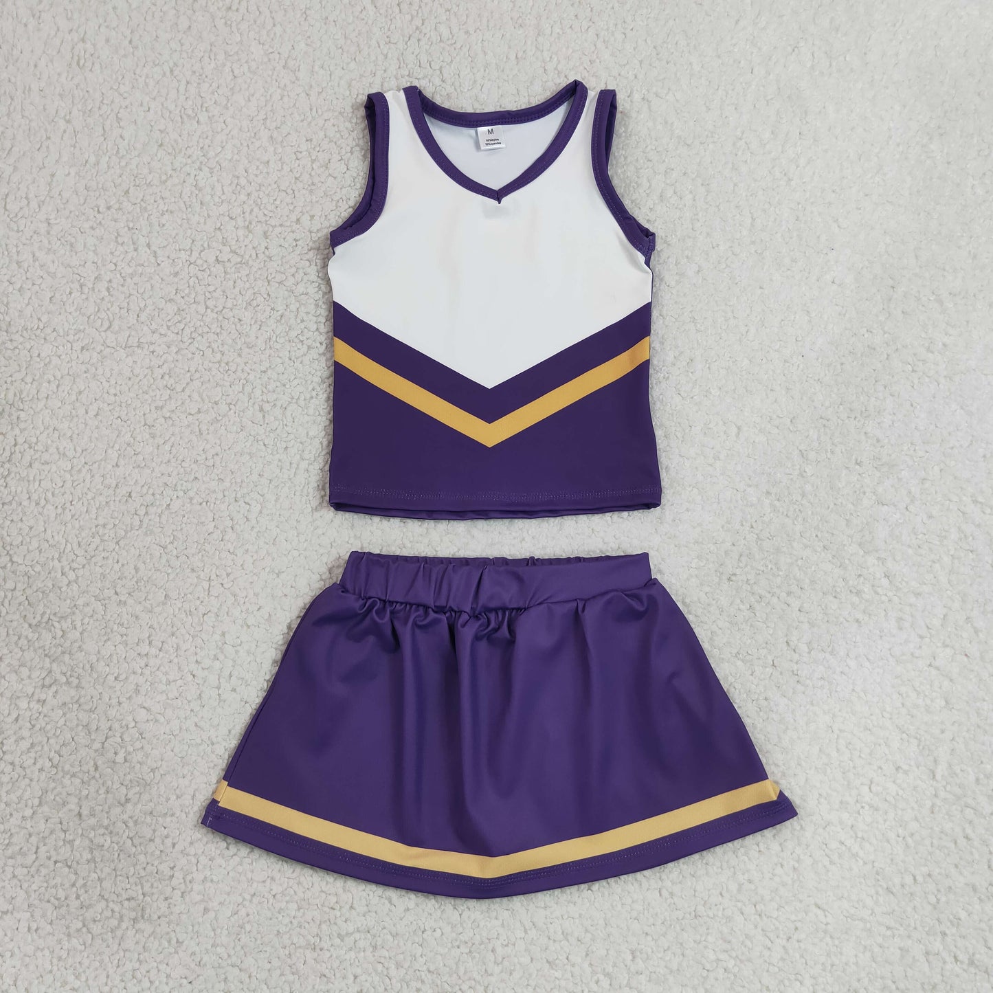 Baby Girls Kids Sleeveless Tops Skirt Shorts Purple Set Yoga Team Clothes RTS