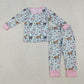 Baby Girl Long Sleeves Farm Animals Flower Shirt Pants Pajamas Set RTS