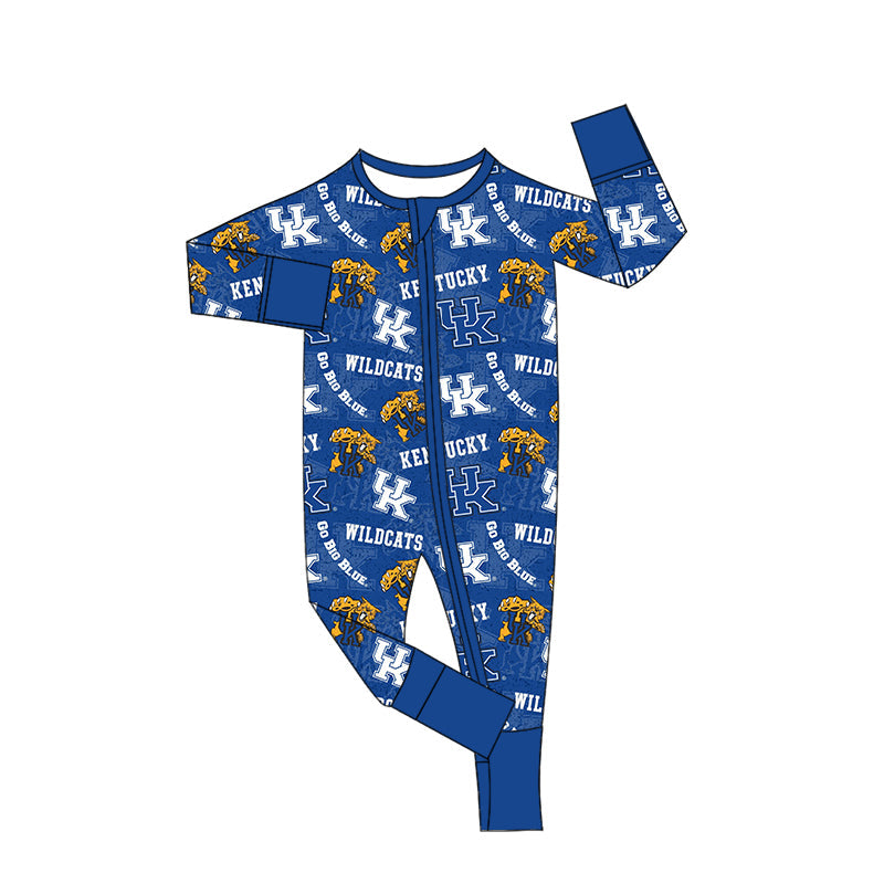 Baby Boy Team Tigers Long Sleeves Zipper Blue Romper