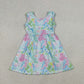Sibling Baby Girls Kids Sleeveless Sea Flower Knee Length Dress Romper Summer Clothes
